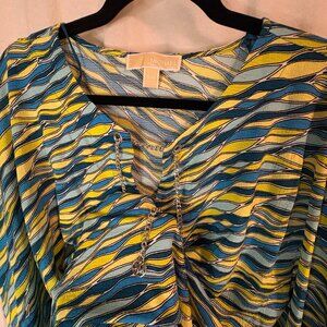 Michael Kors Chain Lace-Up Printed Poncho Top S/M